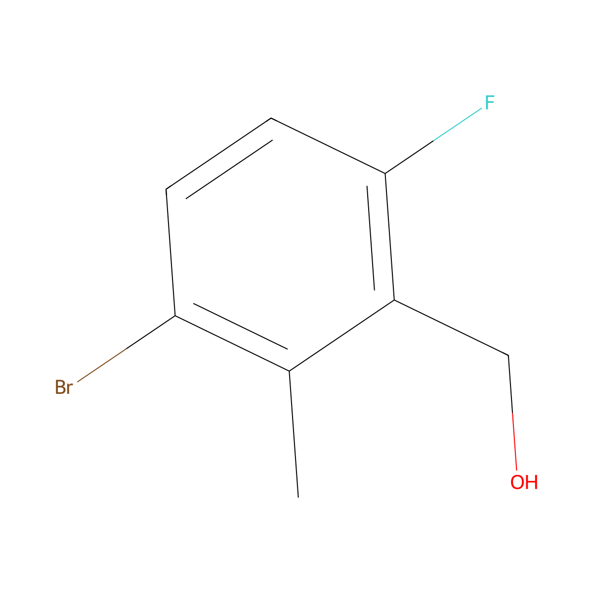 3-Bromo-6-fluoro-2-methylbenzenemethanol molecular structure, CAS 1780708-89-5
