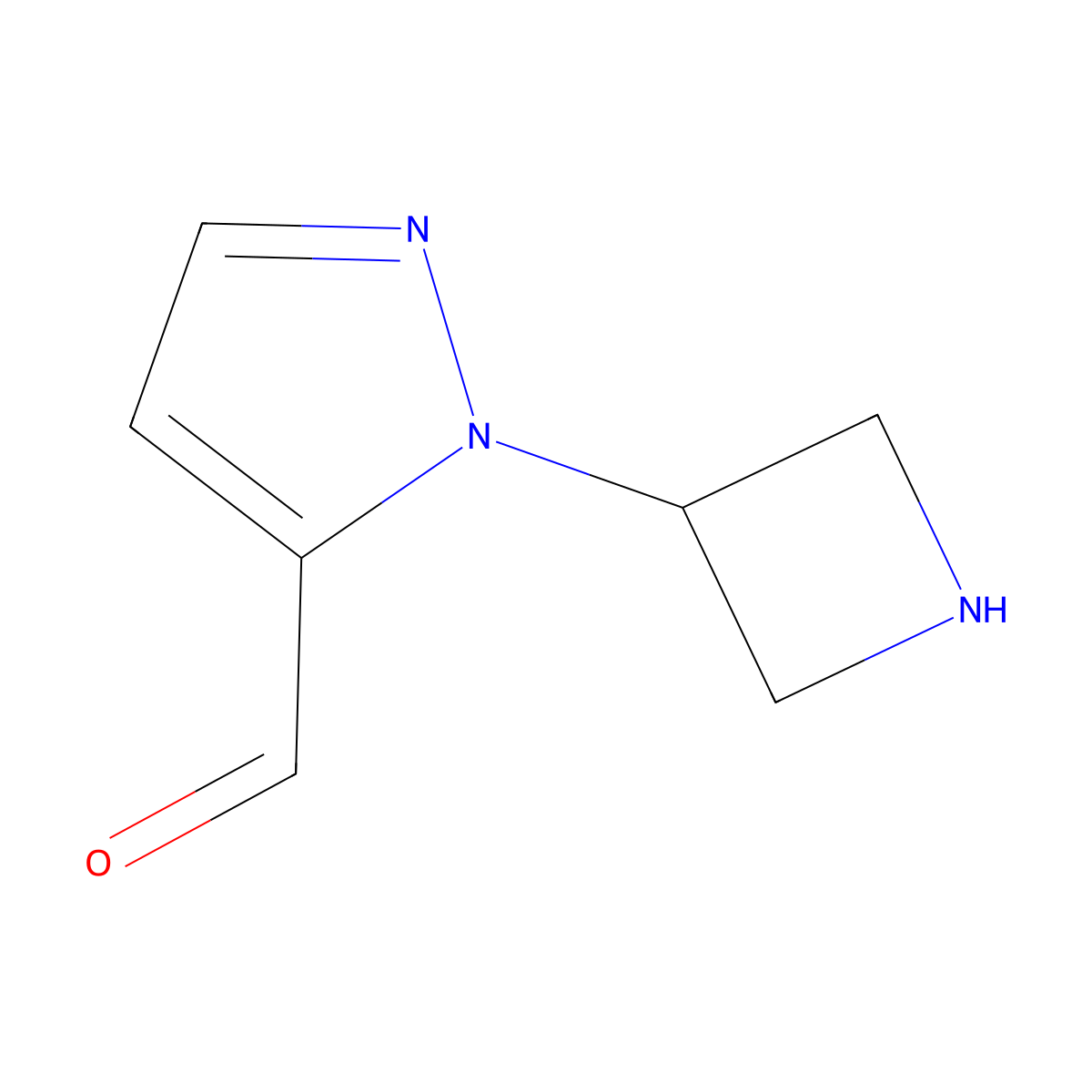 1-(azetidin-3-yl)-1H-pyrazole-5-carbaldehyde molecular structure, CAS 1780709-27-4