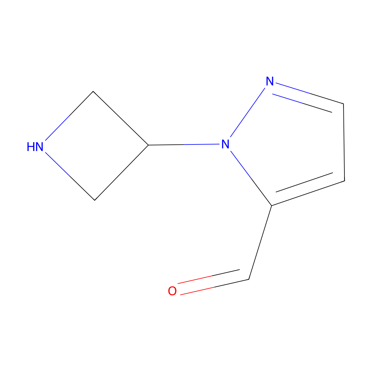 1-(azetidin-3-yl)-1H-pyrazole-5-carbaldehyde molecular structure, CAS 1780709-27-4