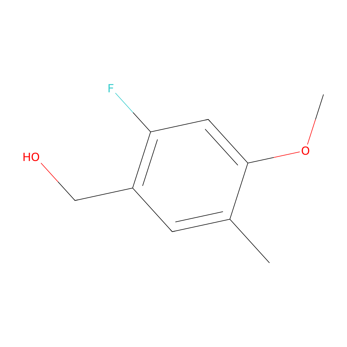 (2-Fluoro-4-methoxy-5-methylphenyl)methanol molecular structure, CAS 1780709-55-8