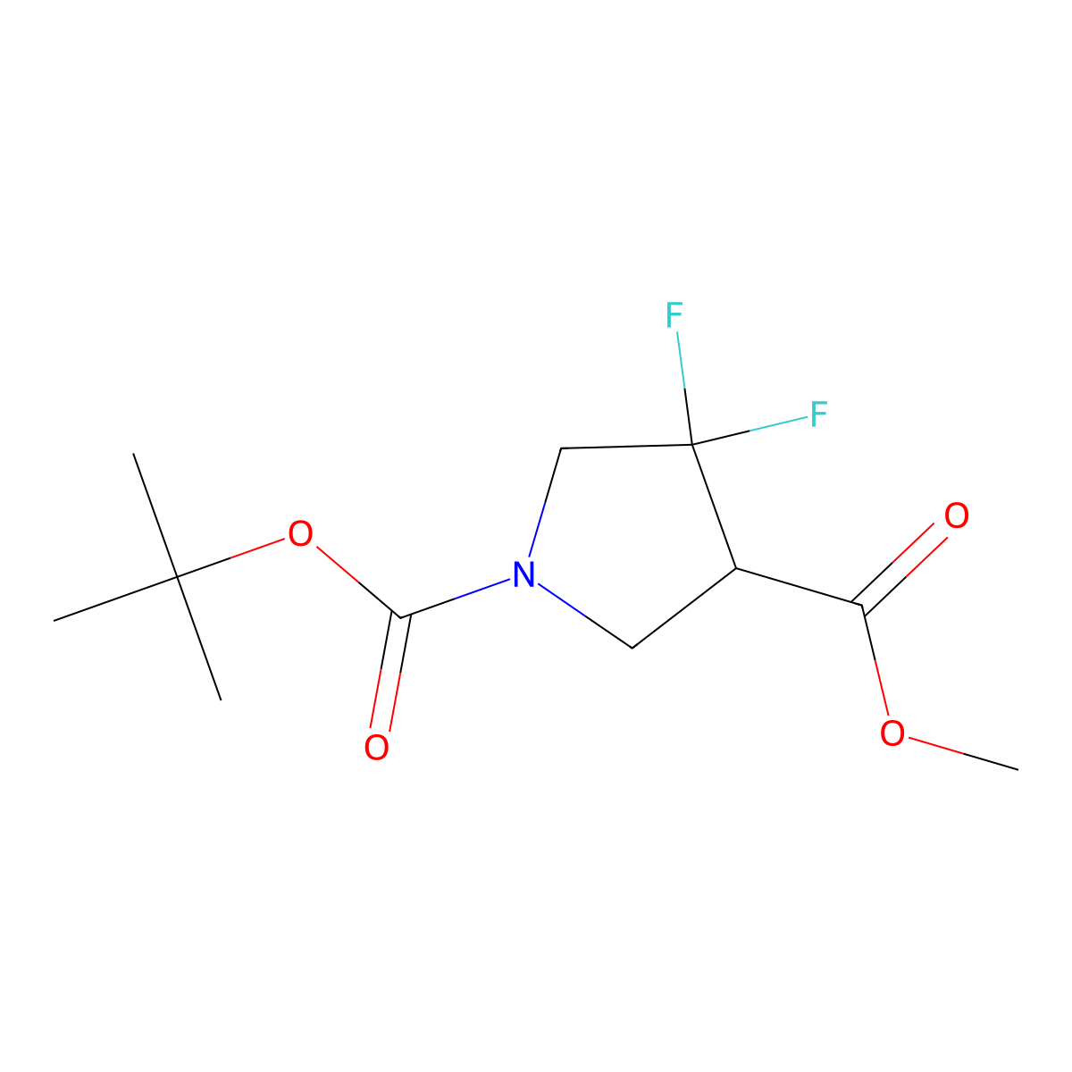 1-tert-Butyl 3-methyl 4,4-difluoropyrrolidine-1,3-dicarboxylate molecular structure, CAS 1780714-55-7