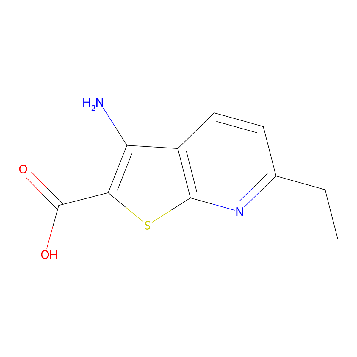 3-Amino-6-ethylthieno[2,3-b]pyridine-2-carboxylic acid molecular structure, CAS 1780718-98-0