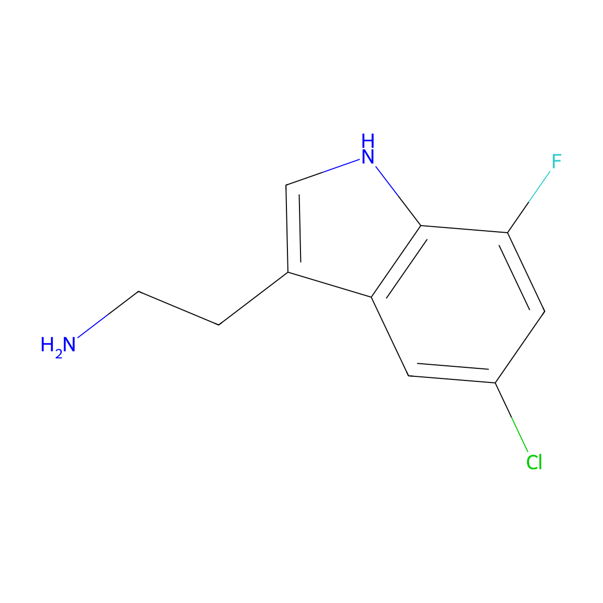 2-(5-chloro-7-fluoro-1H-indol-3-yl)ethan-1-amine molecular structure, CAS 1780733-47-2
