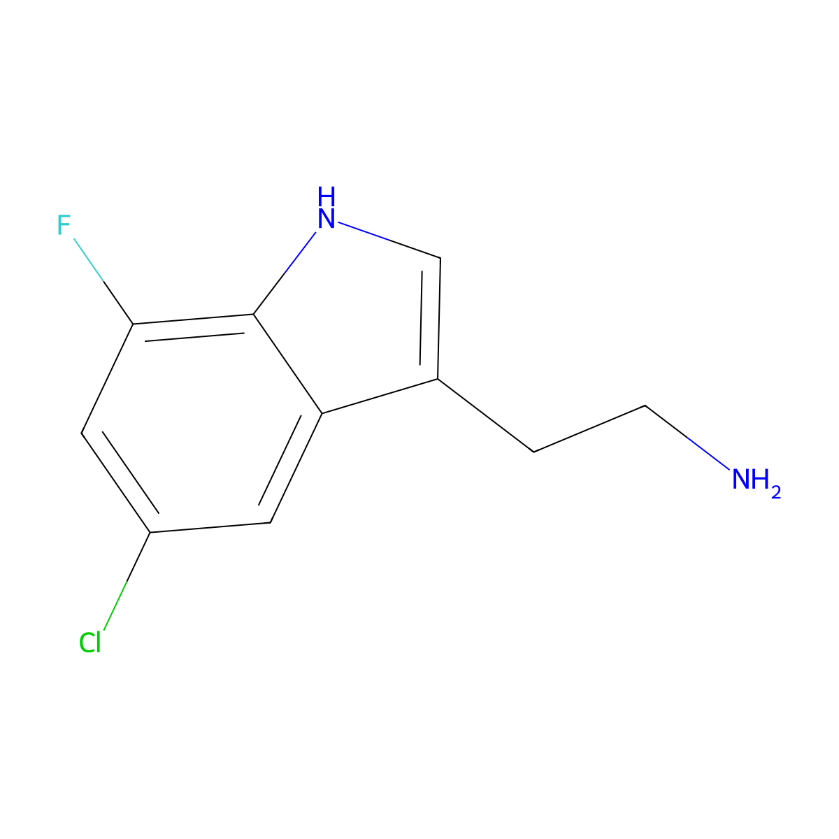 2-(5-chloro-7-fluoro-1H-indol-3-yl)ethan-1-amine molecular structure, CAS 1780733-47-2