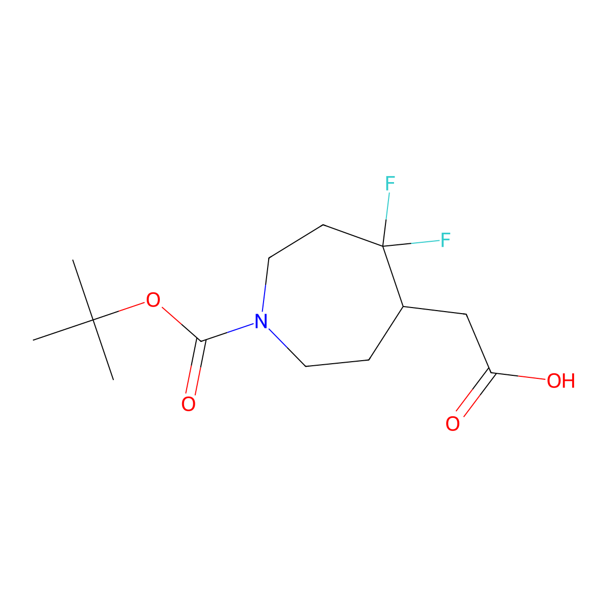 2-(1-((Tert-butoxy)carbonyl)-5,5-difluoroazepan-4-yl)acetic acid molecular structure, CAS 1780740-08-0