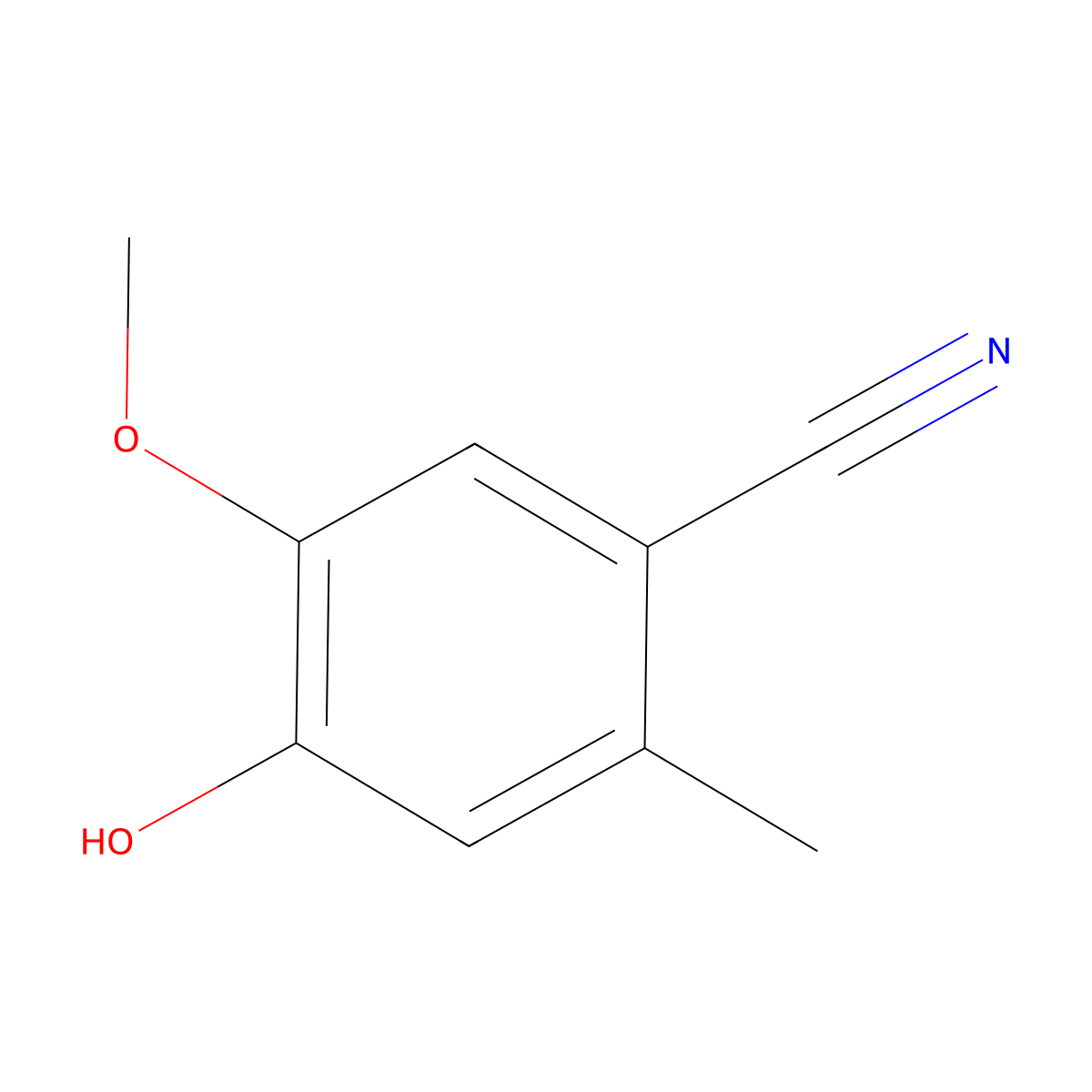 4-Hydroxy-5-methoxy-2-methylbenzonitrile molecular structure, CAS 1780743-22-7
