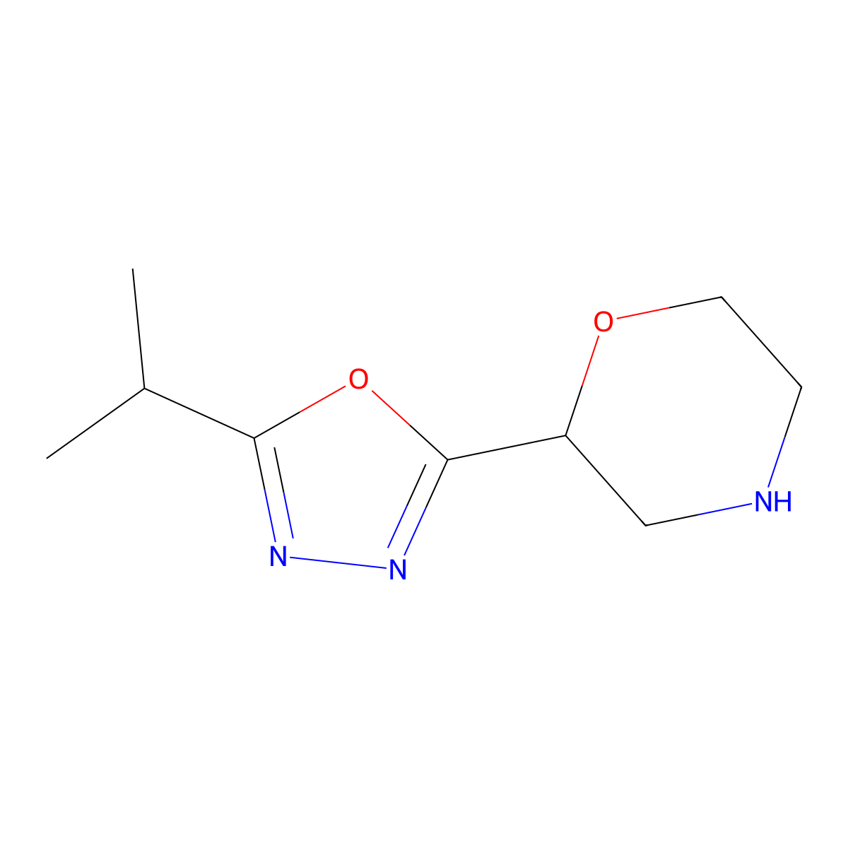 2-[5-(Propan-2-yl)-1,3,4-oxadiazol-2-yl]morpholine molecular structure, CAS 1780747-66-1