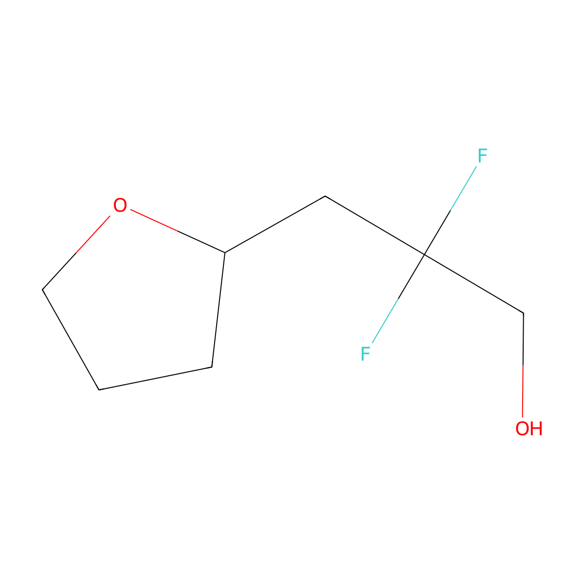 2,2-Difluoro-3-(tetrahydrofuran-2-yl)-1-propanol molecular structure, CAS 1780760-79-3
