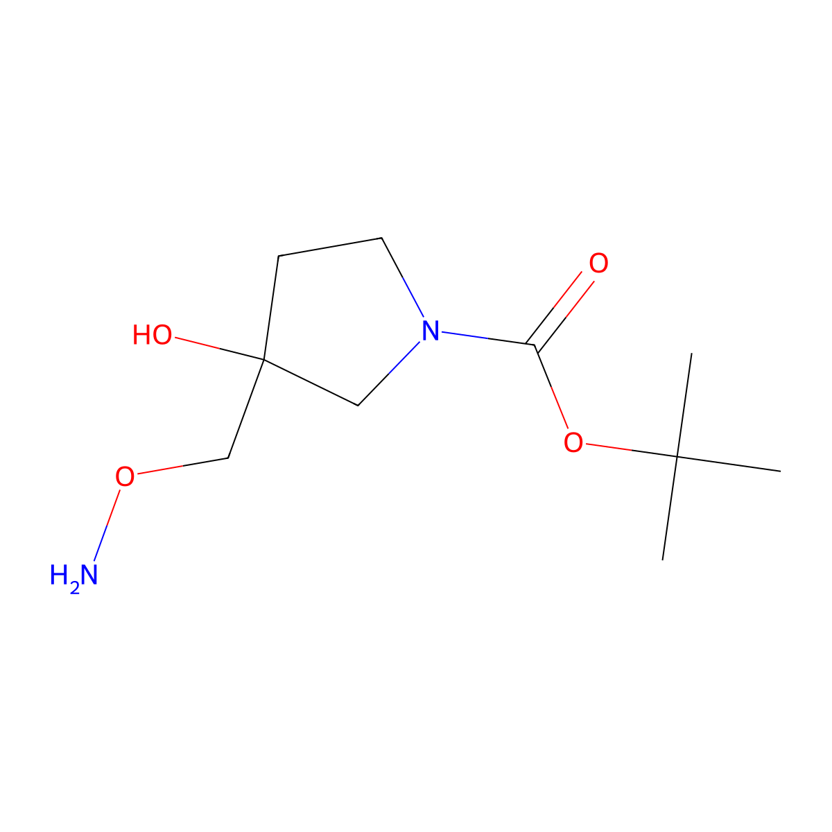Tert-butyl 3-((aminooxy)methyl)-3-hydroxypyrrolidine-1-carboxylate molecular structure, CAS 1780766-90-6