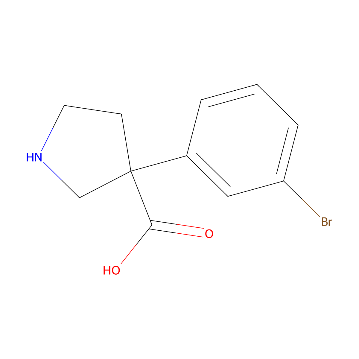 3-(3-Bromophenyl)pyrrolidine-3-carboxylic acid molecular structure, CAS 1780768-86-6