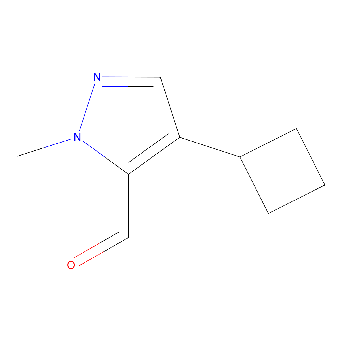 4-cyclobutyl-1-methyl-1H-pyrazole-5-carbaldehyde molecular structure, CAS 1780772-97-5