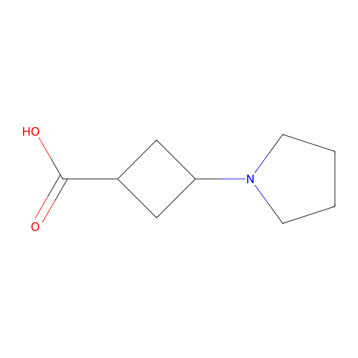 3-(Pyrrolidin-1-yl)cyclobutane-1-carboxylic acid molecular structure, CAS 1780777-96-9