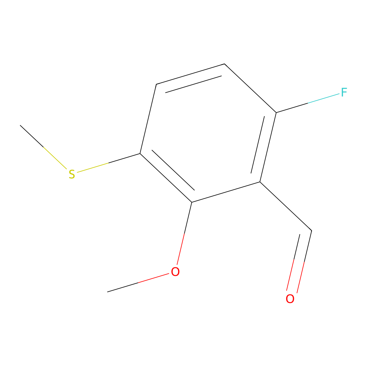 6-Fluoro-2-methoxy-3-(methylthio)benzaldehyde molecular structure, CAS 1780785-03-6