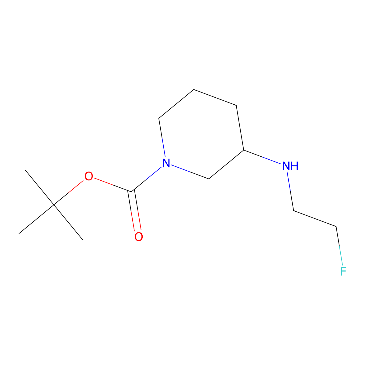 Tert-butyl 3-[(2-fluoroethyl)amino]piperidine-1-carboxylate molecular structure, CAS 1780788-10-4