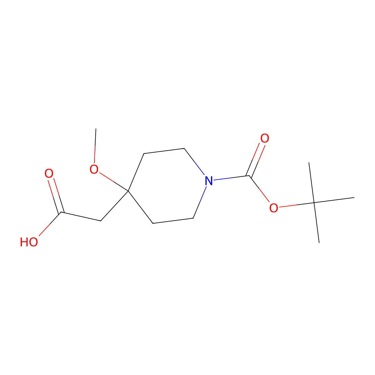 2-(1-Tert-butoxycarbonyl-4-methoxy-4-piperidyl)acetic acid molecular structure, CAS 1780789-65-2