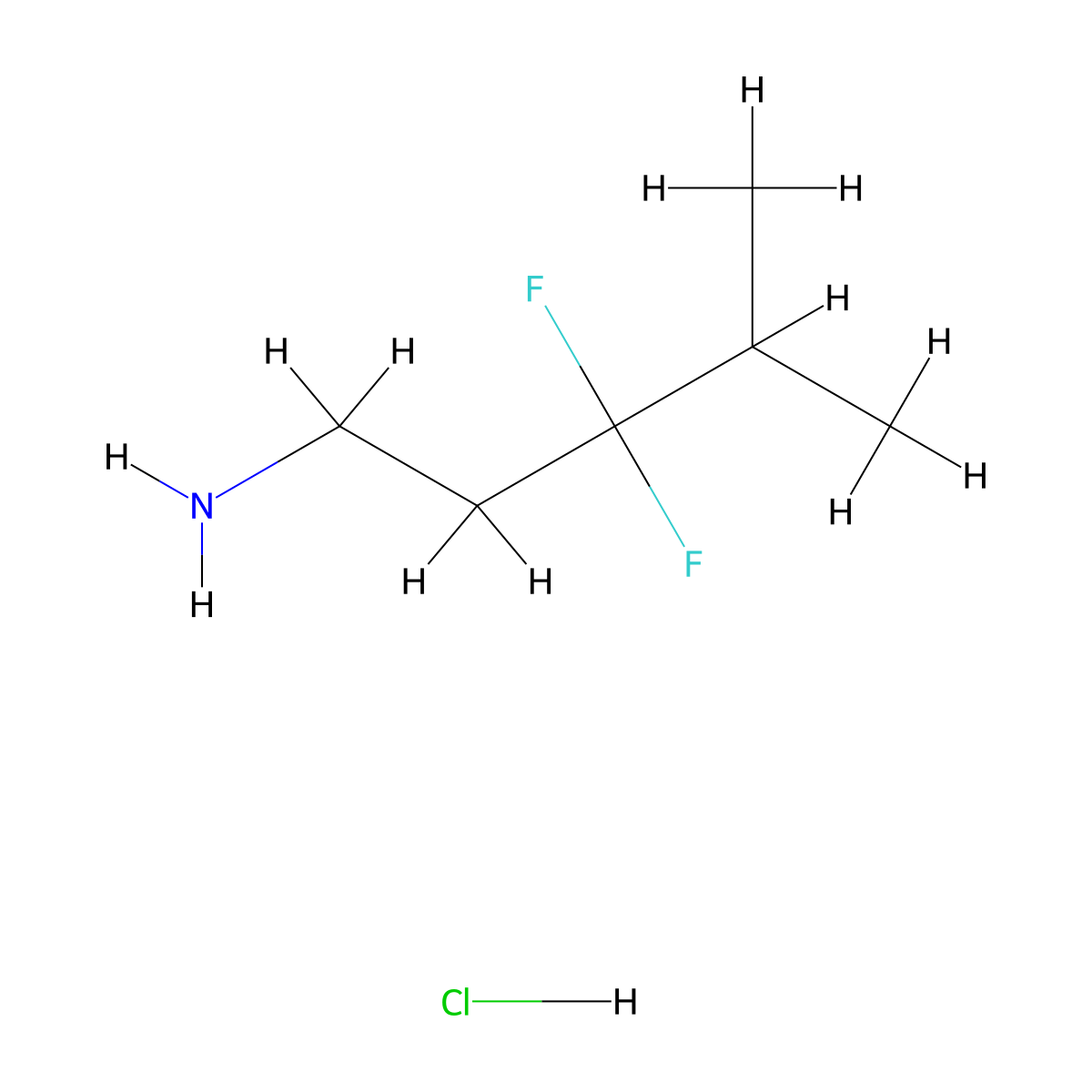 3,3-Difluoro-4-methylpentan-1-amine hydrochloride molecular structure, CAS 1780794-50-4
