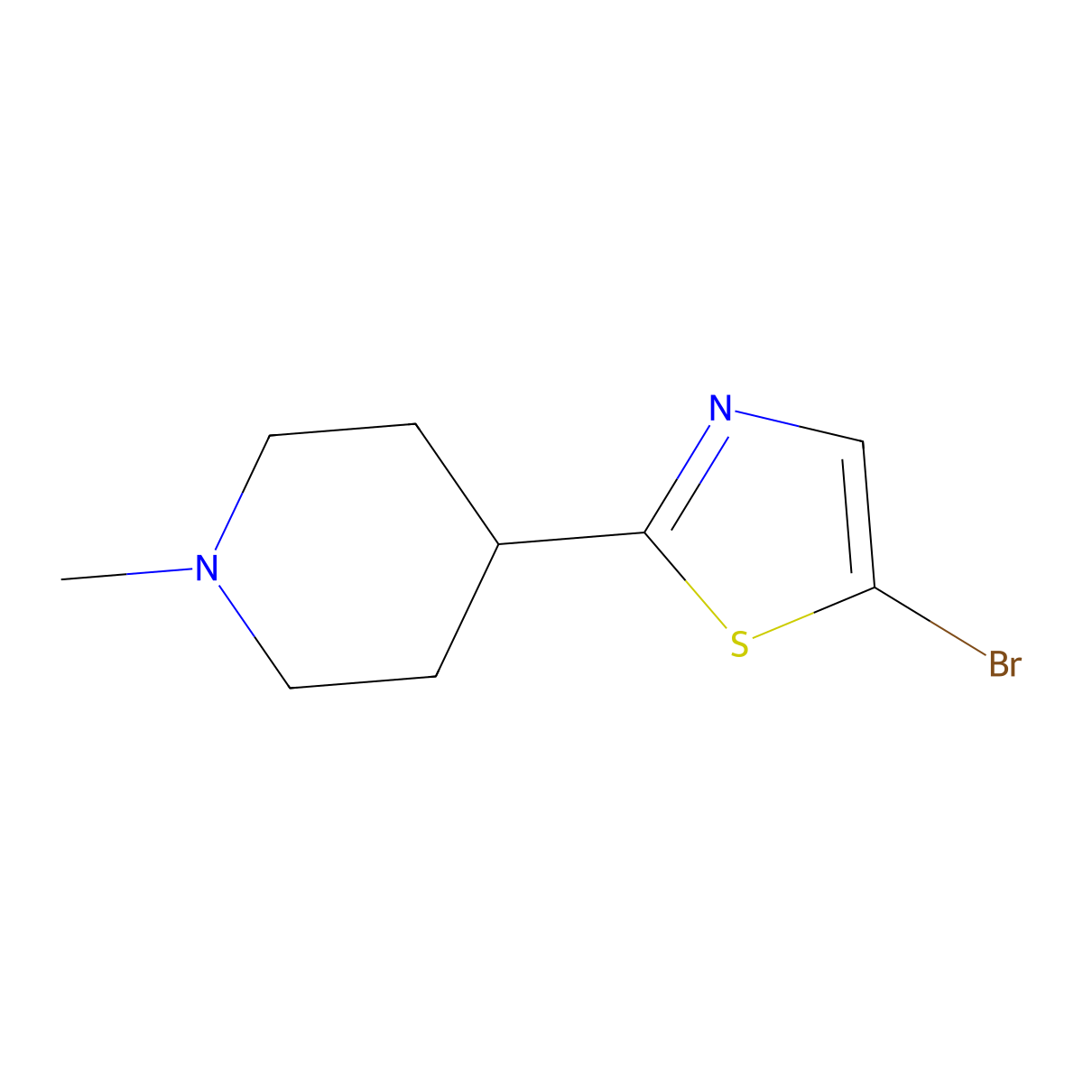 5-Bromo-2-(1-methyl-4-piperidyl)thiazole molecular structure, CAS 1780795-98-3