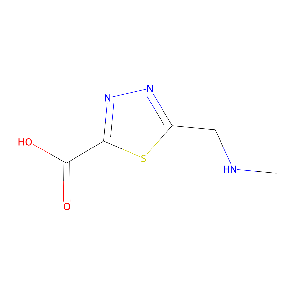 5-[(Methylamino)methyl]-1,3,4-thiadiazole-2-carboxylic acid molecular structure, CAS 1780800-89-6