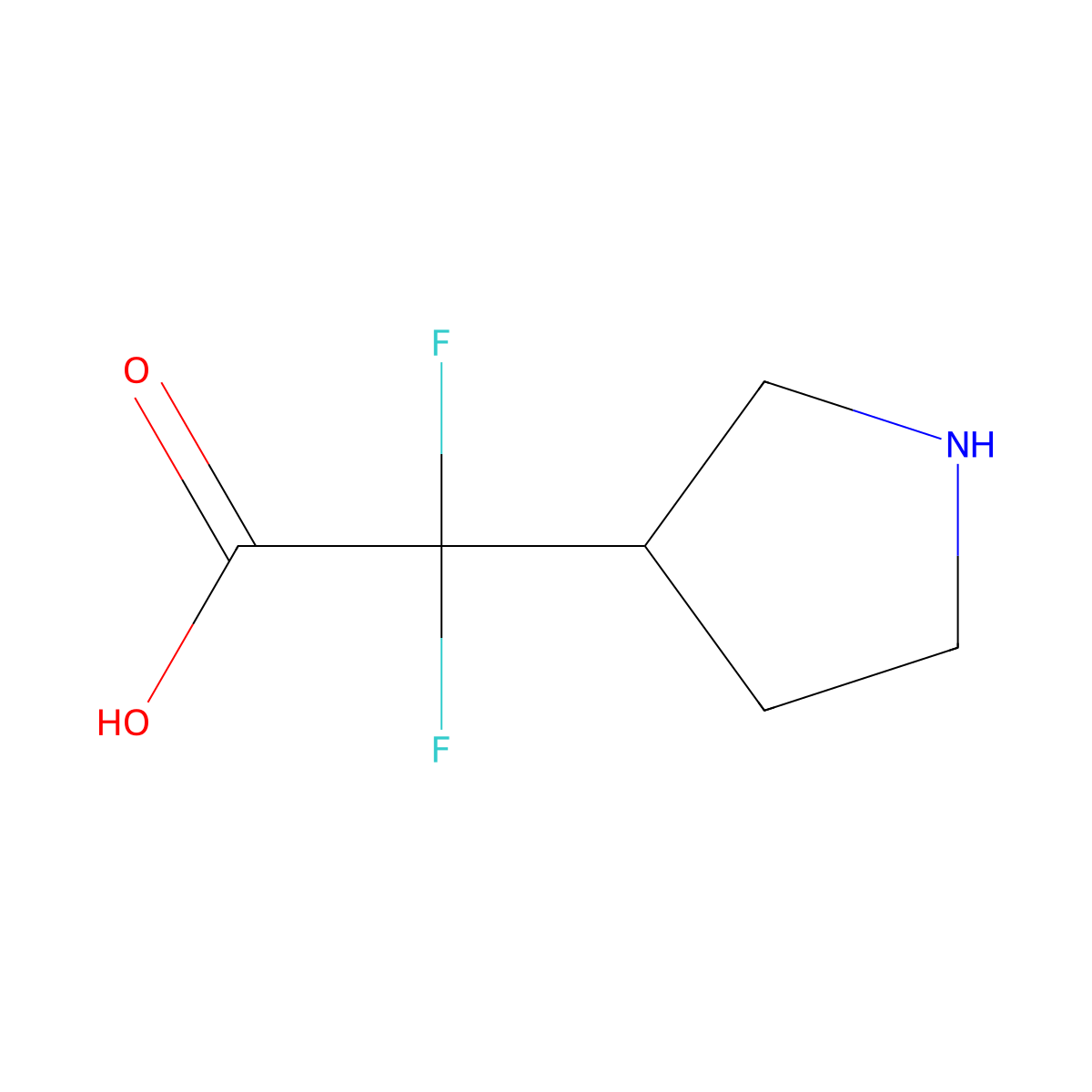 2,2-Difluoro-2-(pyrrolidin-3-YL)acetic acid molecular structure, CAS 1780802-00-7