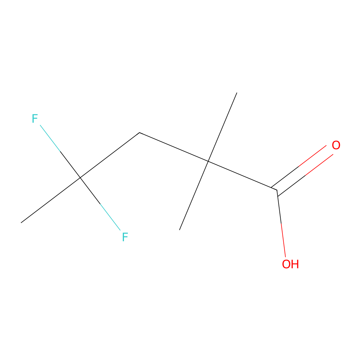 4,4-Difluoro-2,2-dimethylpentanoic acid molecular structure, CAS 1780803-20-4