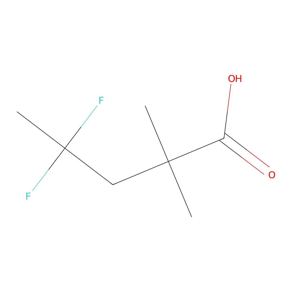 4,4-Difluoro-2,2-dimethylpentanoic acid molecular structure, CAS 1780803-20-4