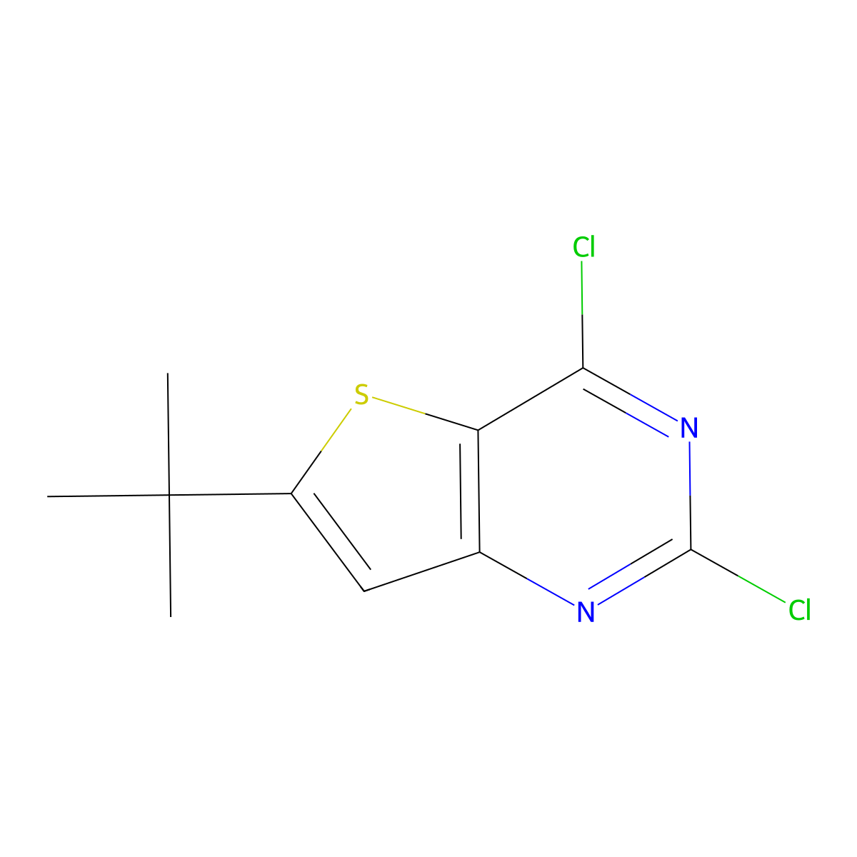 6-Tert-butyl-2,4-dichlorothieno[3,2-d]pyrimidine molecular structure, CAS 1780807-32-0