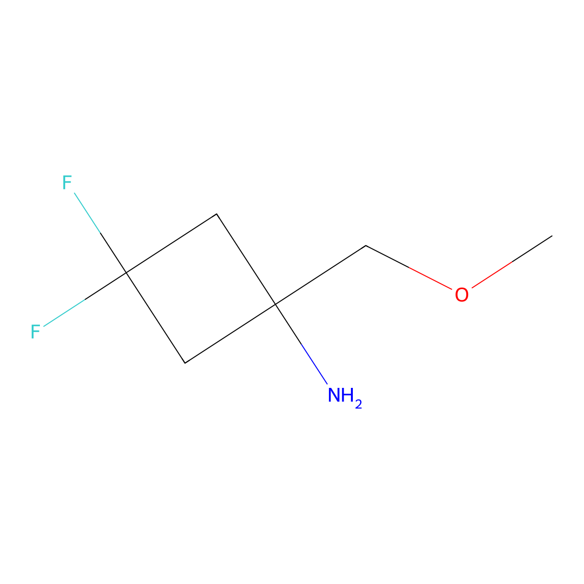 3,3-Difluoro-1-(methoxymethyl)cyclobutan-1-amine molecular structure, CAS 1780811-60-0