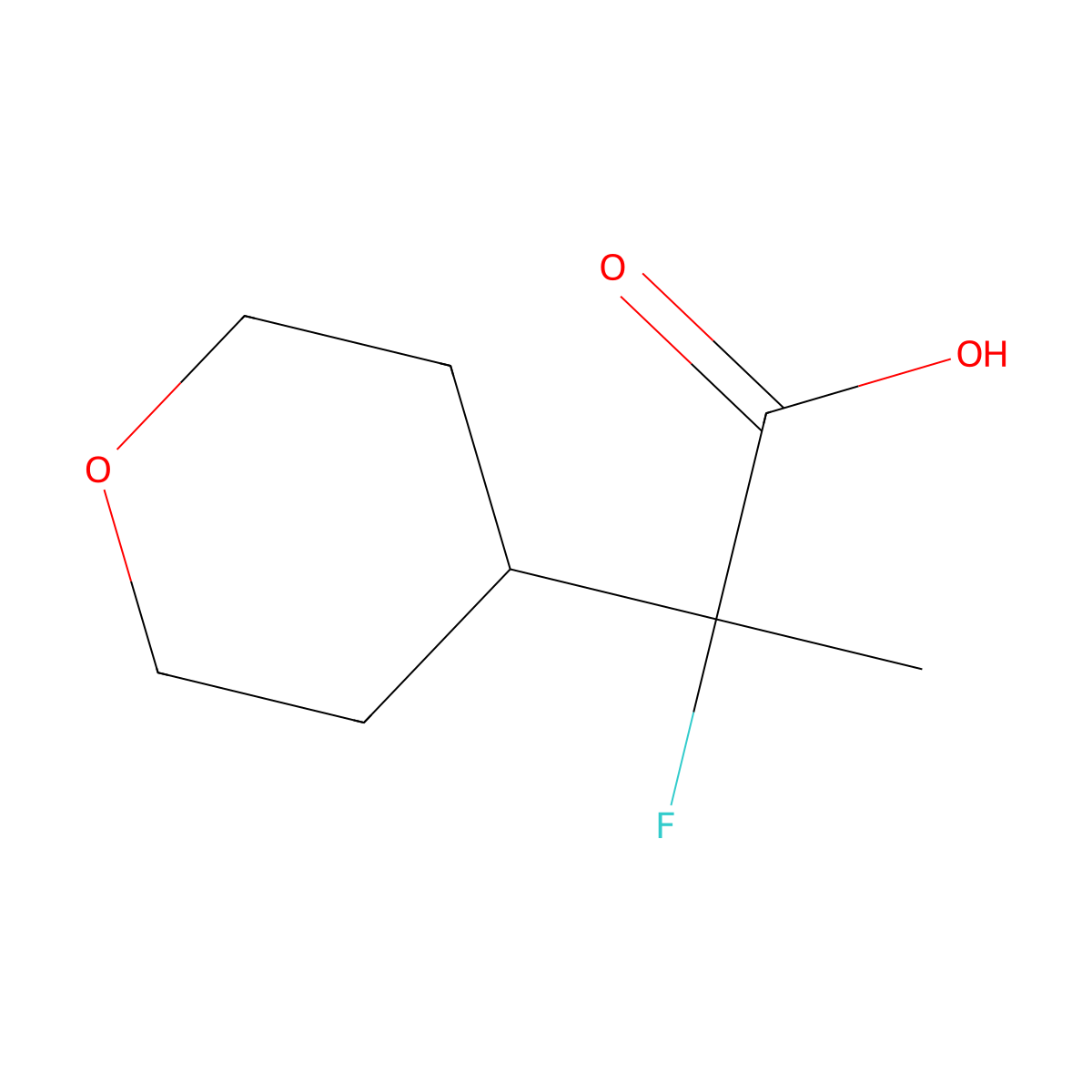 2-Fluoro-2-(oxan-4-yl)propanoic acid molecular structure, CAS 1780812-64-7