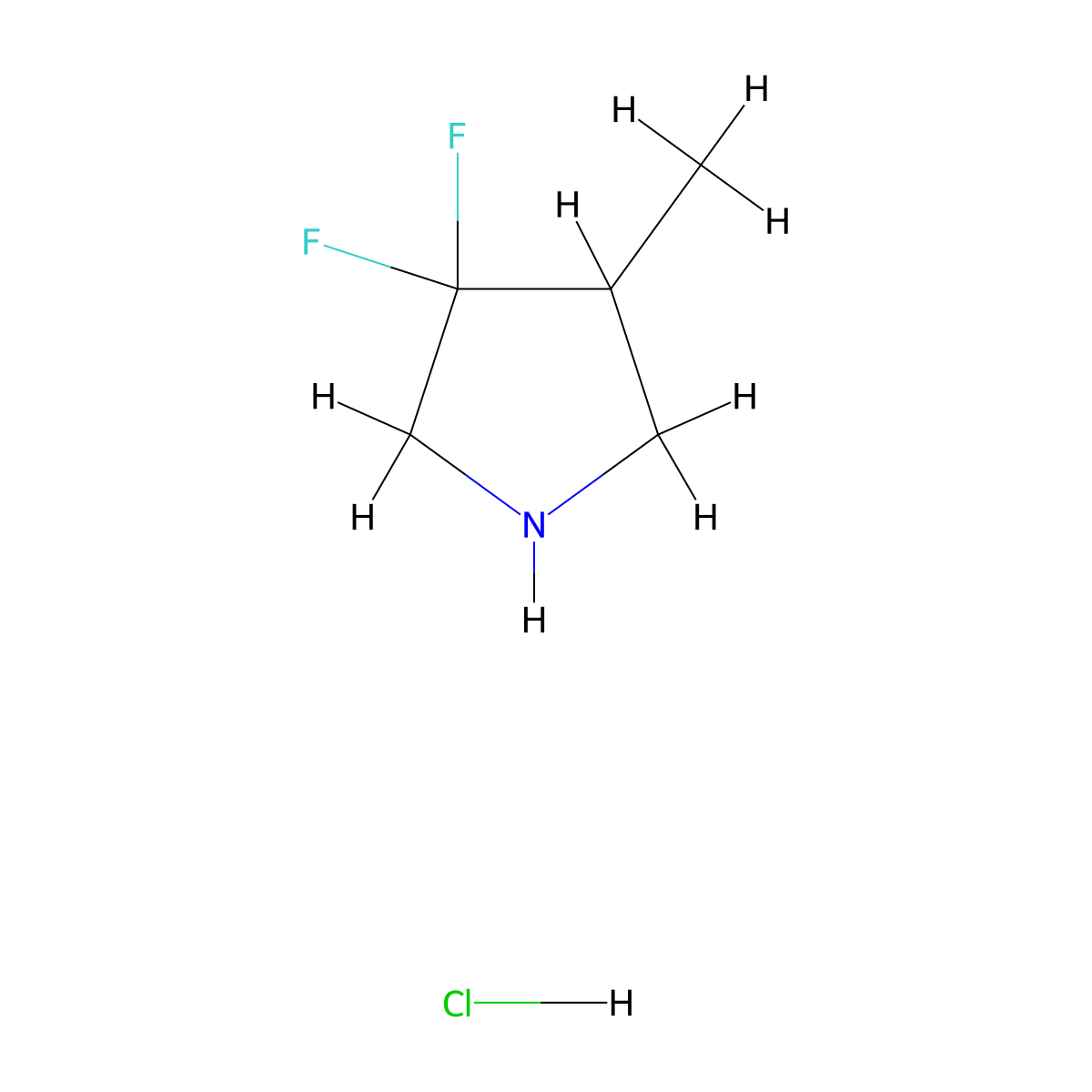 3,3-Difluoro-4-methylpyrrolidine hydrochloride molecular structure, CAS 1780813-63-9