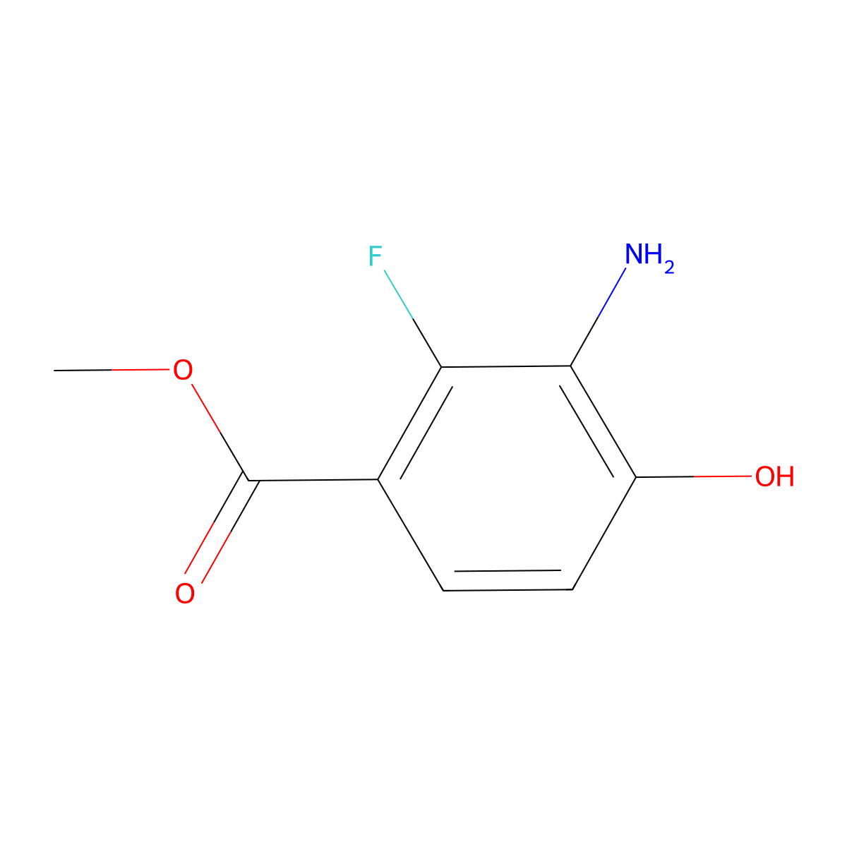 Methyl 3-amino-2-fluoro-4-hydroxybenzoate molecular structure, CAS 1780820-29-2
