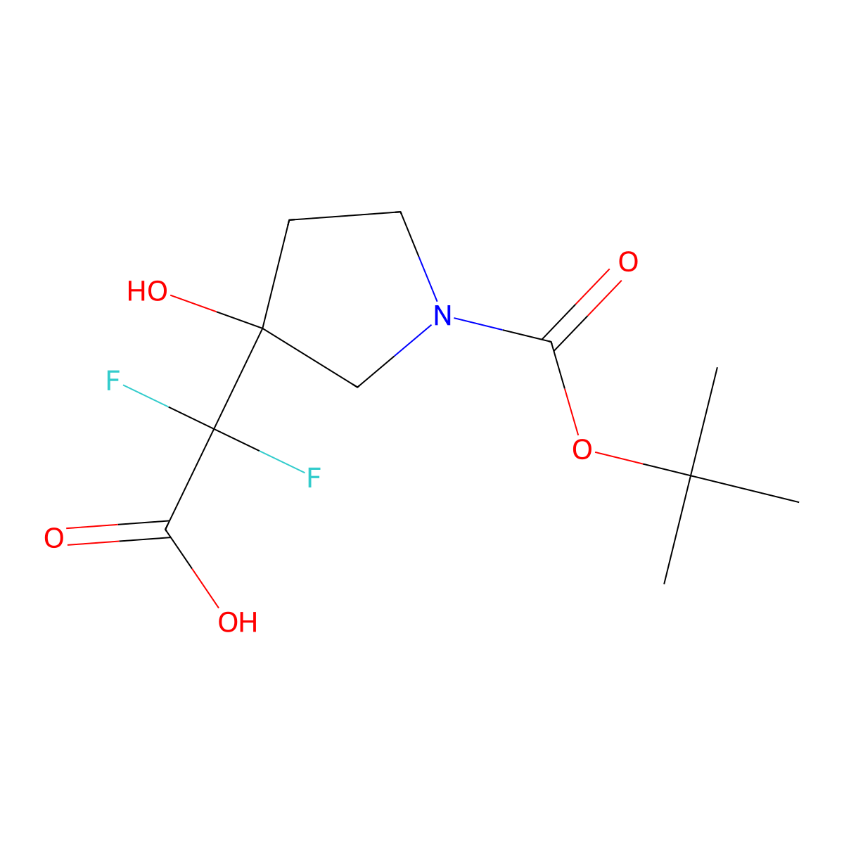 2-{1-[(Tert-butoxy)carbonyl]-3-hydroxypyrrolidin-3-yl}-2,2-difluoroacetic acid molecular structure, CAS 1780822-41-4