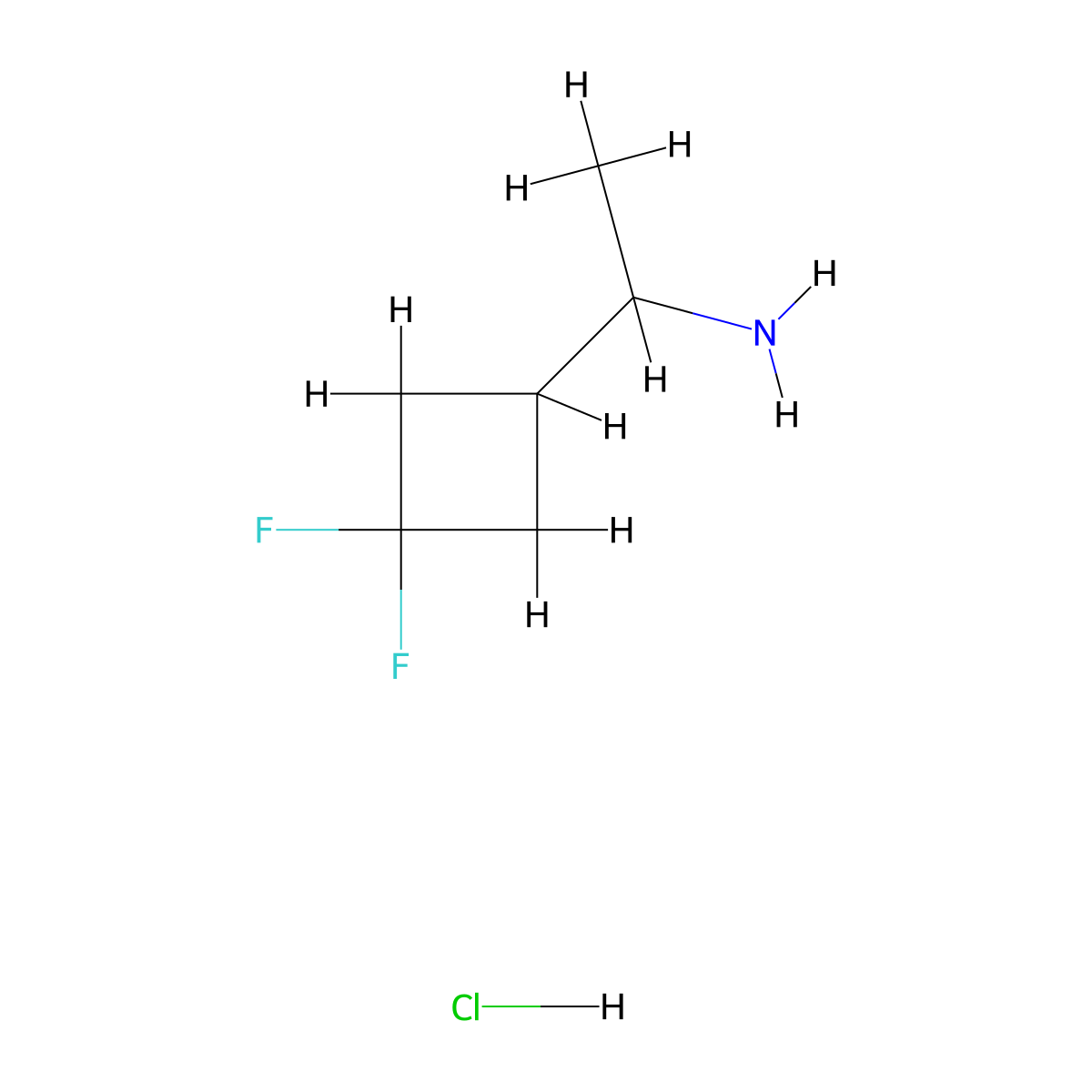 1-(3,3-Difluorocyclobutyl)ethan-1-amine hydrochloride molecular structure, CAS 1780822-89-0