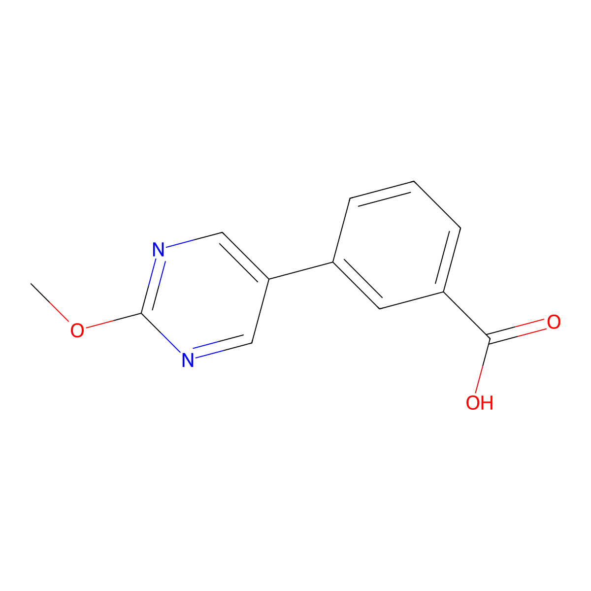 3-(2-Methoxy-5-pyrimidinyl)benzoic acid molecular structure, CAS 1780826-67-6