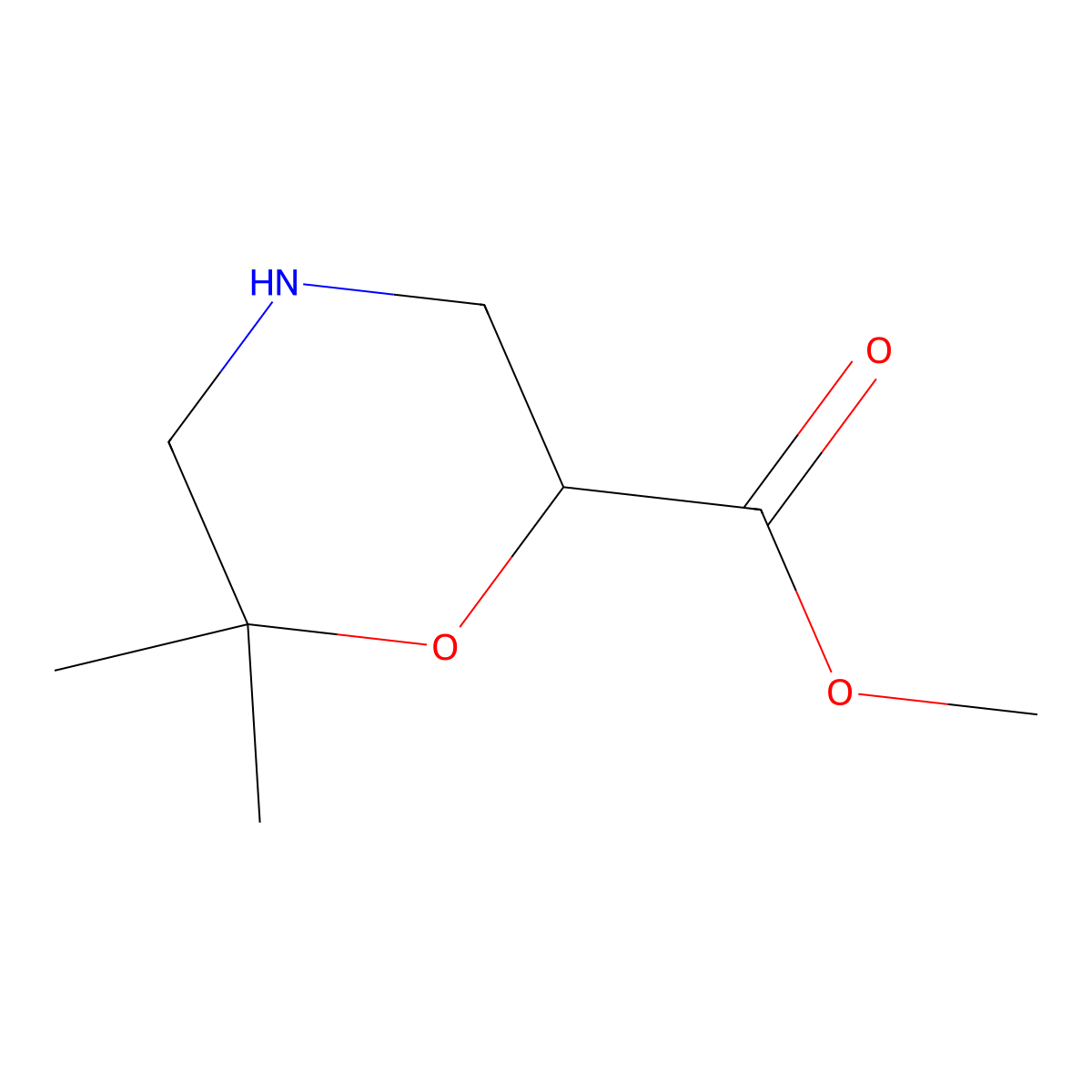 Methyl 6,6-dimethylmorpholine-2-carboxylate molecular structure, CAS 1780828-80-9