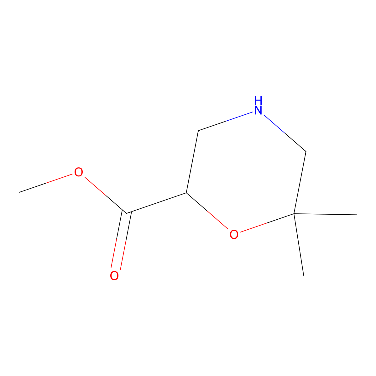 Methyl 6,6-dimethylmorpholine-2-carboxylate molecular structure, CAS 1780828-80-9