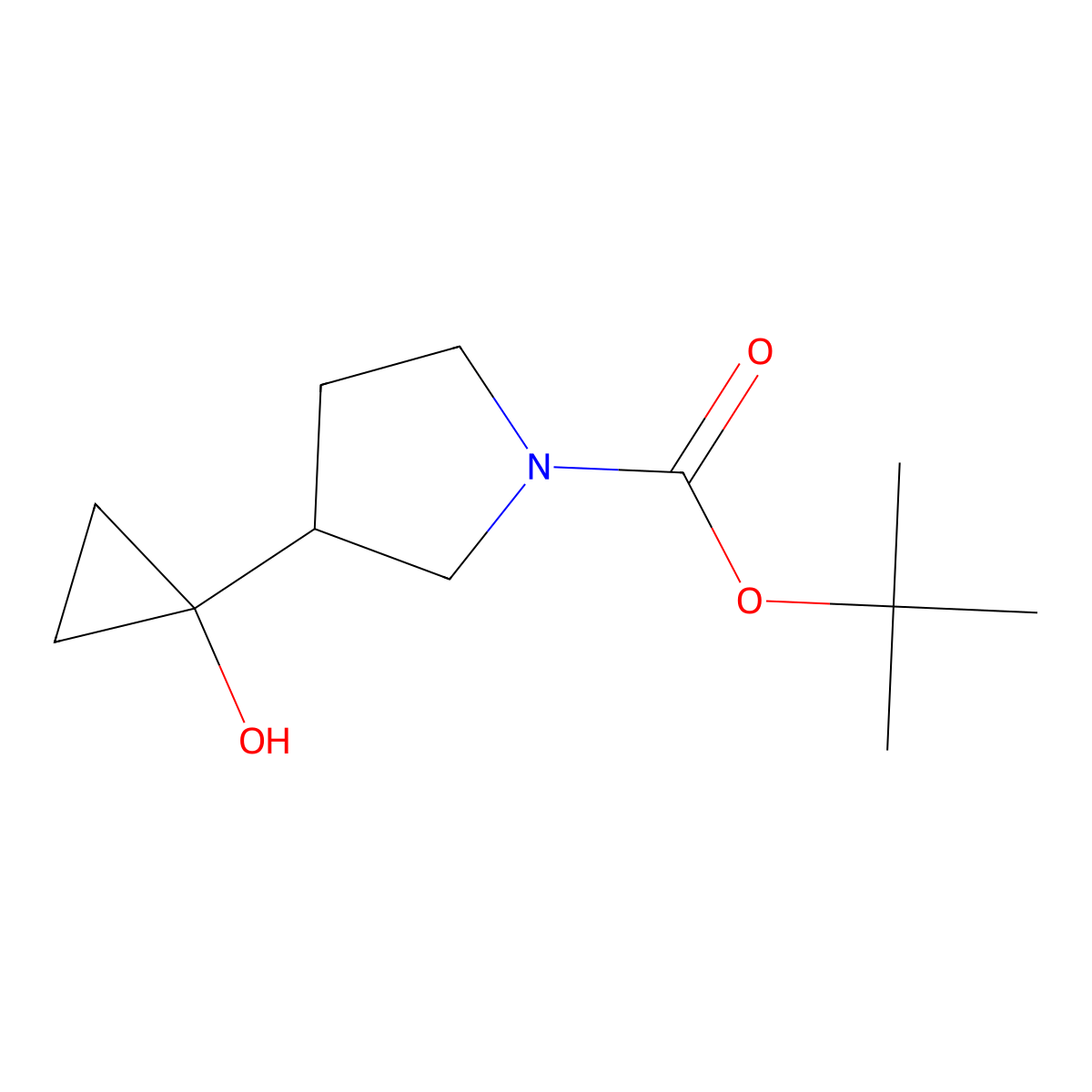 Tert-butyl 3-(1-hydroxycyclopropyl)pyrrolidine-1-carboxylate molecular structure, CAS 1780842-52-5