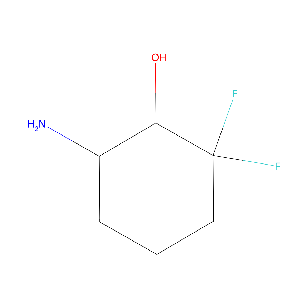6-Amino-2,2-difluorocyclohexan-1-ol molecular structure, CAS 1780845-39-7