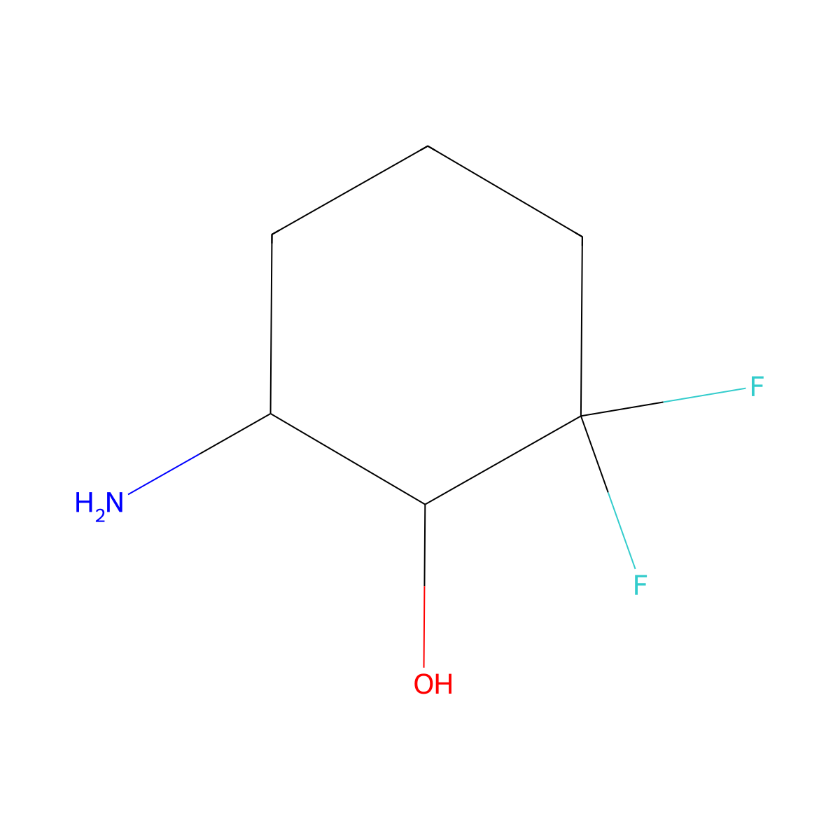 6-Amino-2,2-difluorocyclohexan-1-ol molecular structure, CAS 1780845-39-7