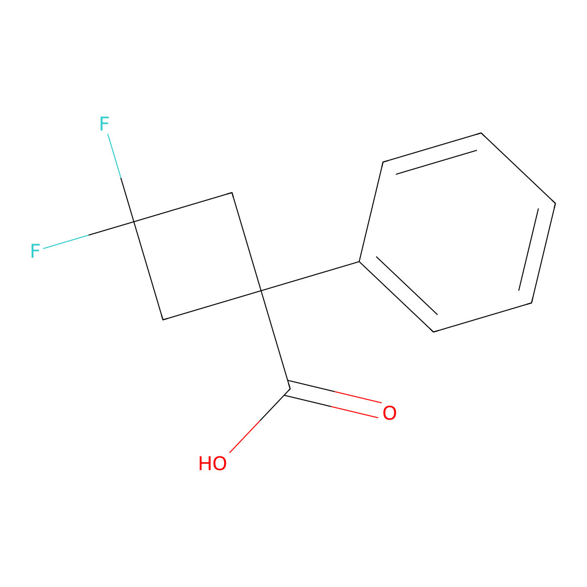3,3-Difluoro-1-phenylcyclobutane-1-carboxylic acid molecular structure, CAS 1780846-70-9