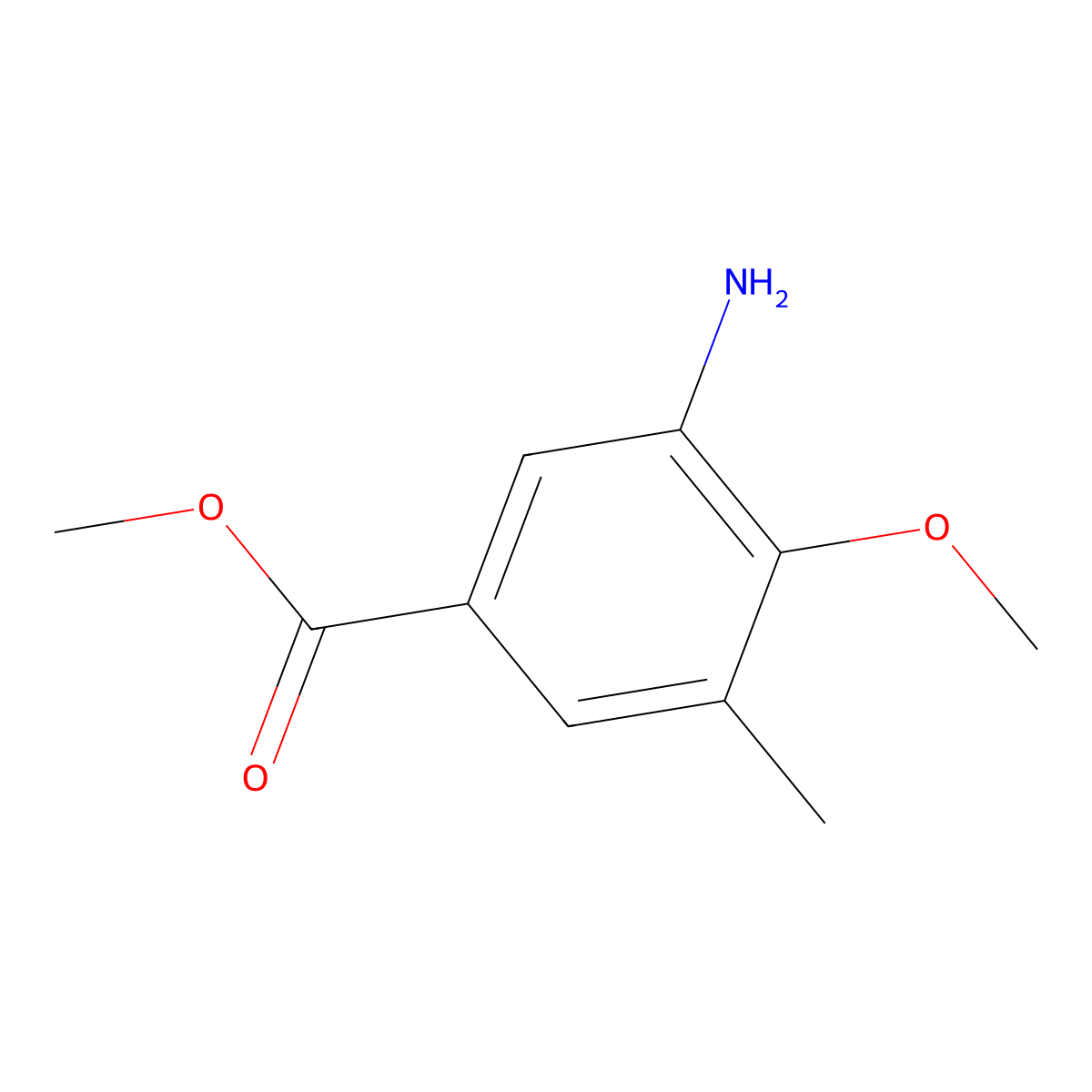 Methyl 3-amino-4-methoxy-5-methylbenzoate molecular structure, CAS 1780849-36-6