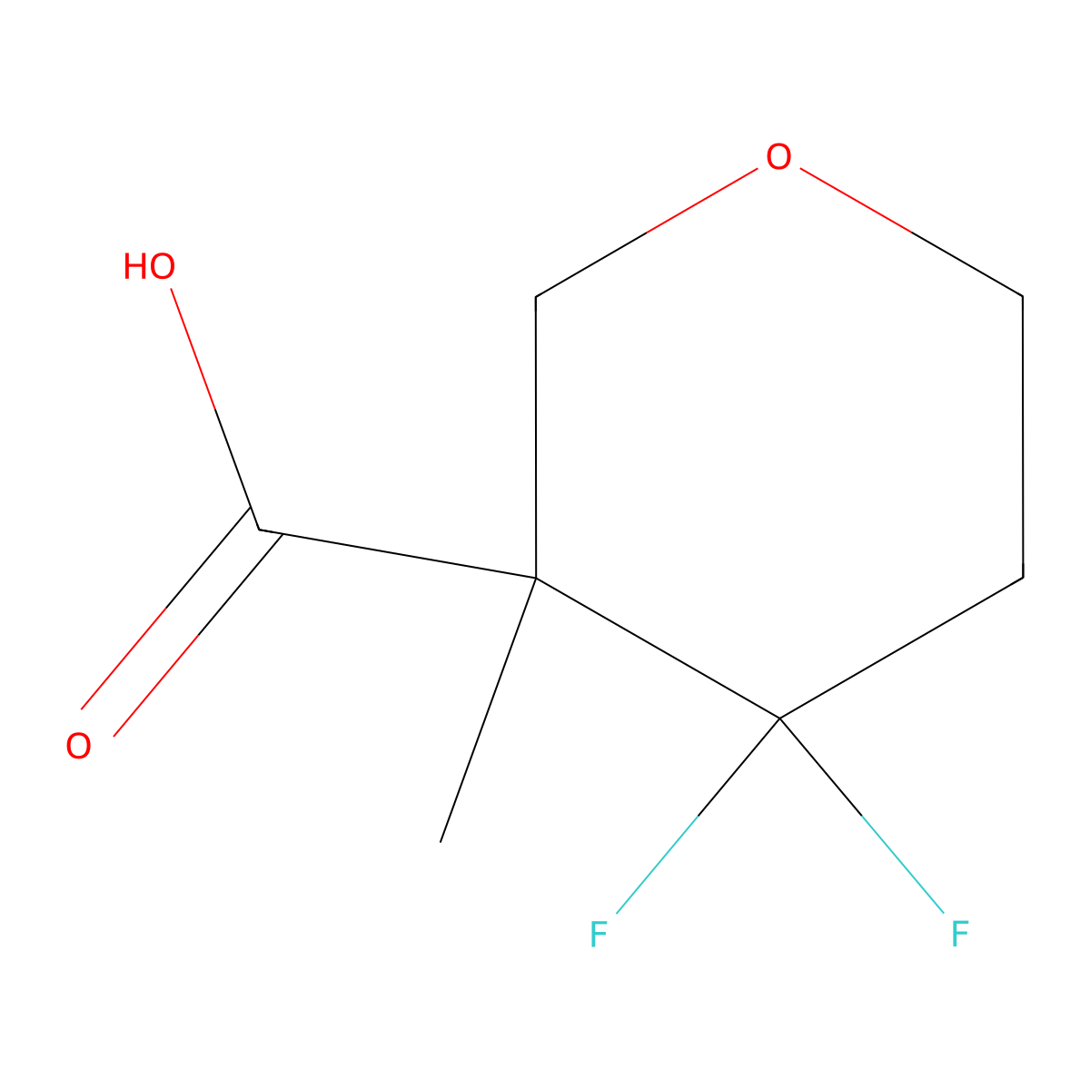 4,4-Difluoro-3-methyloxane-3-carboxylic acid molecular structure, CAS 1780849-65-1