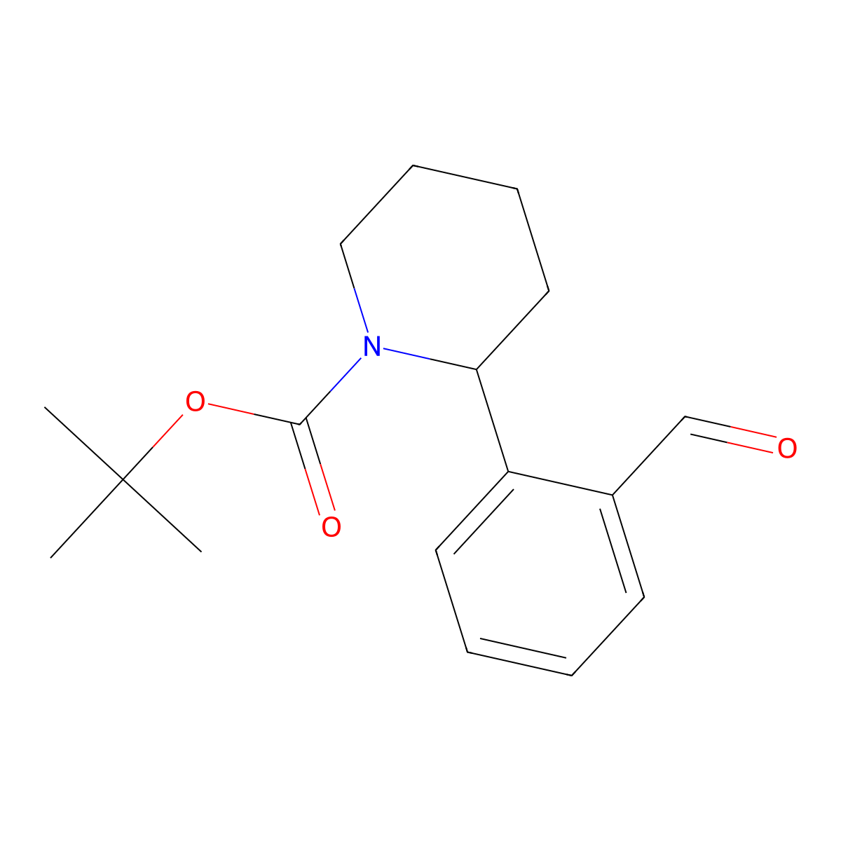 Tert-butyl 2-(2-formylphenyl)piperidine-1-carboxylate molecular structure, CAS 1780863-59-3
