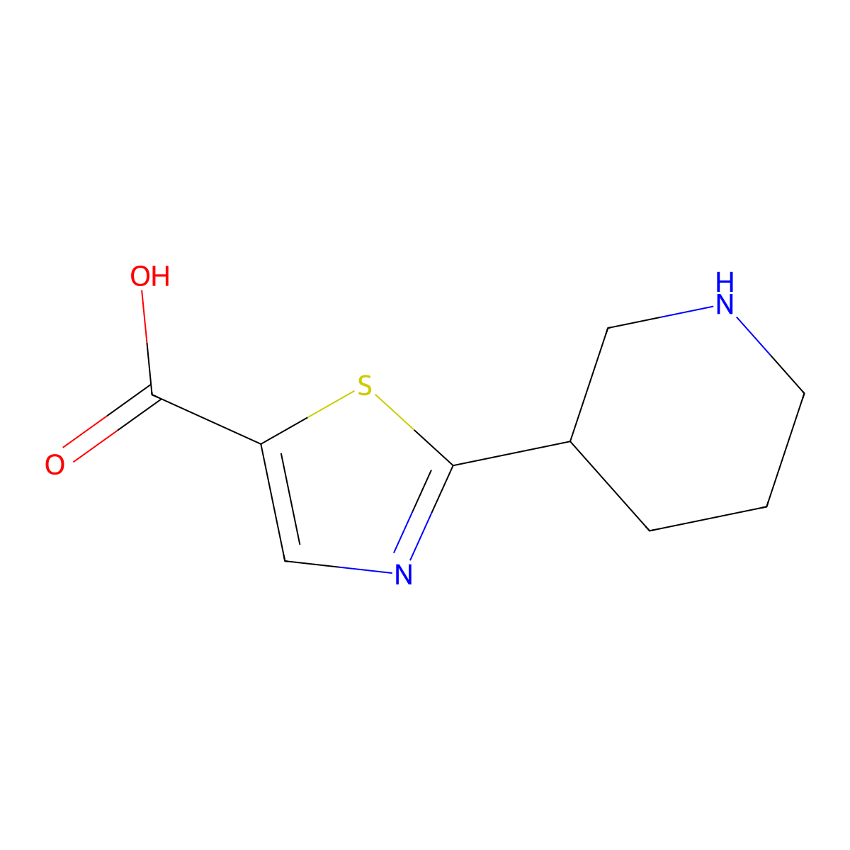 2-(Piperidin-3-yl)-1,3-thiazole-5-carboxylic acid molecular structure, CAS 1780865-94-2