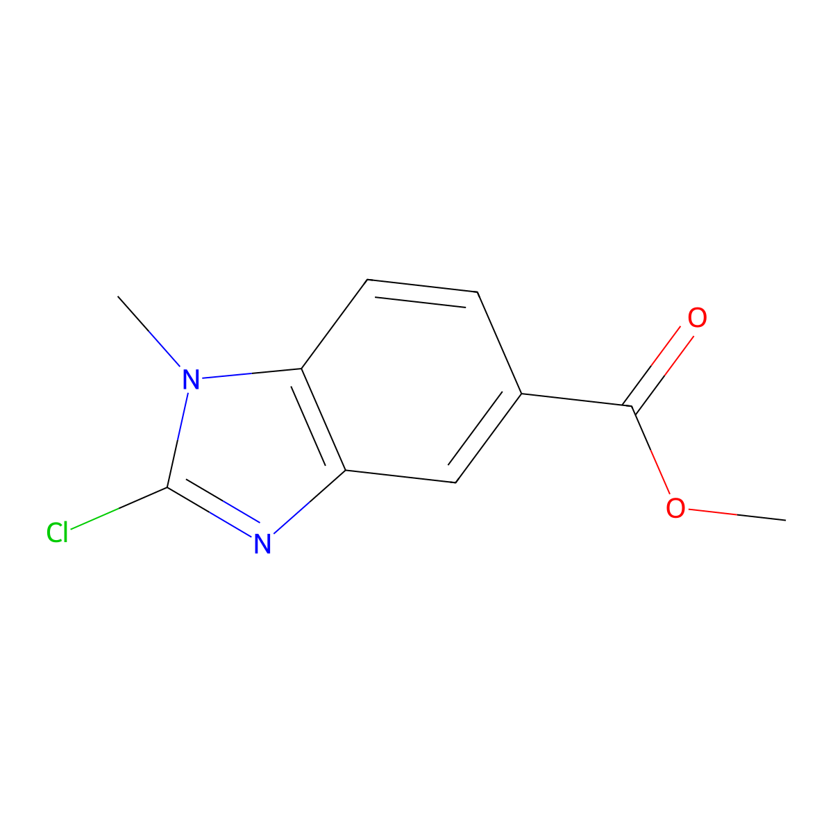 methyl 2-chloro-1-methyl-1H-1,3-benzodiazole-5-carboxylate molecular structure, CAS 1780871-34-2