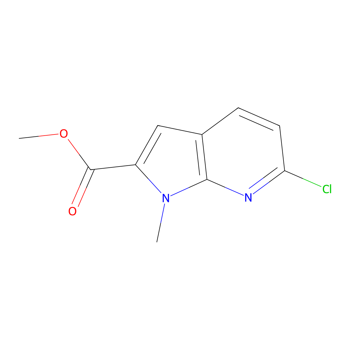 Methyl 6-chloro-1-methyl-pyrrolo[2,3-b]pyridine-2-carboxylate molecular structure, CAS 1780871-56-8