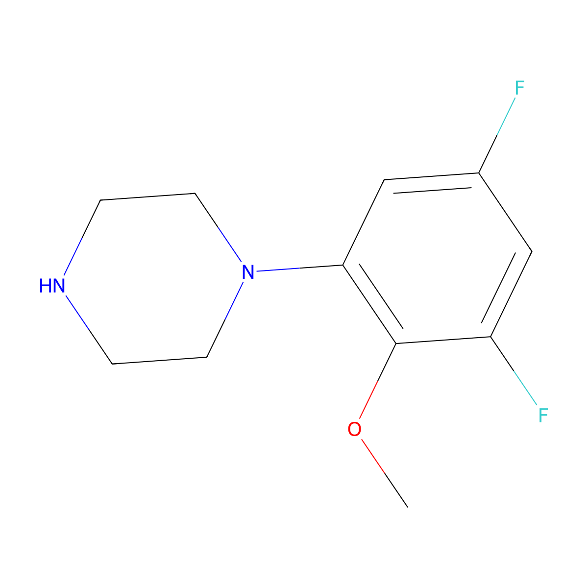 1-(3,5-Difluoro-2-methoxyphenyl)piperazine molecular structure, CAS 1780874-47-6