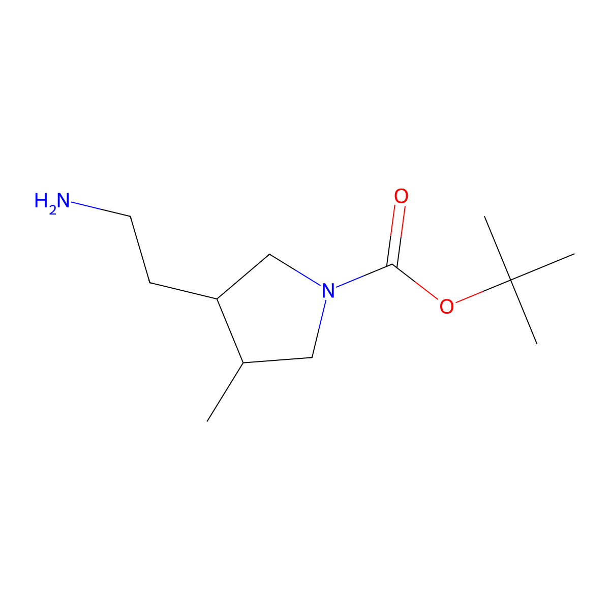 tert-Butyl 3-(2-aminoethyl)-4-methylpyrrolidine-1-carboxylate molecular structure, CAS 1780874-82-9