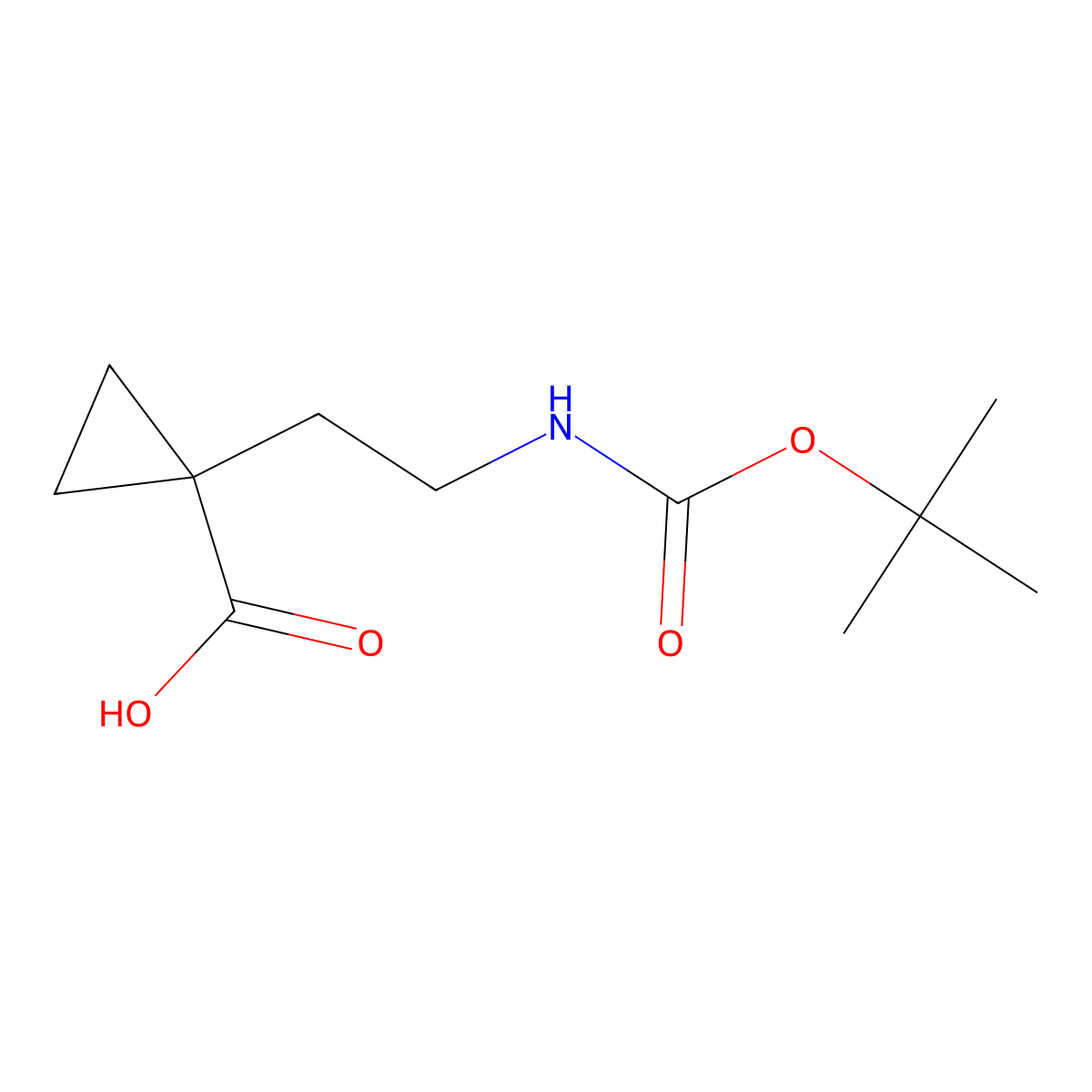 1-[2-(Tert-butoxycarbonylamino)ethyl]cyclopropanecarboxylic acid molecular structure, CAS 1780876-37-0
