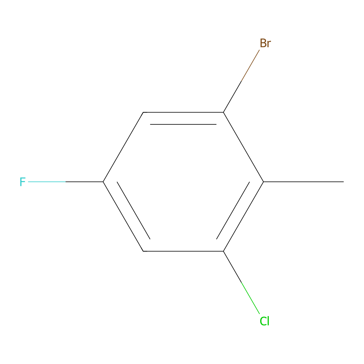 1-Bromo-3-chloro-5-fluoro-2-methylbenzene molecular structure, CAS 1780876-62-1