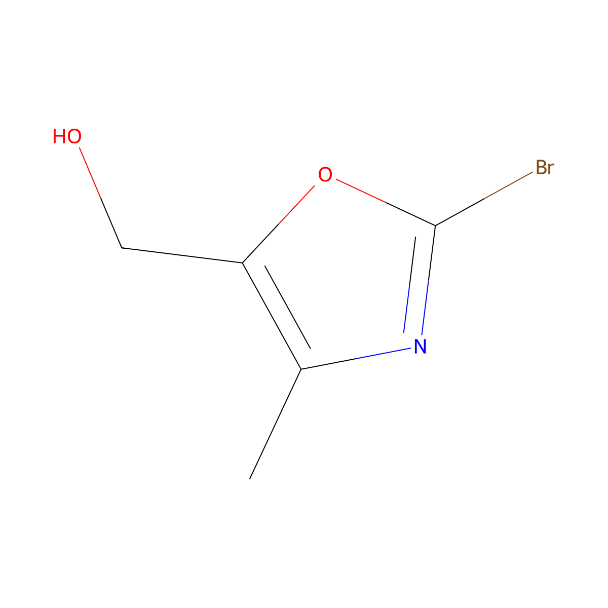 2-Bromo-4-methyl-5-oxazolemethanol molecular structure, CAS 1780878-28-5